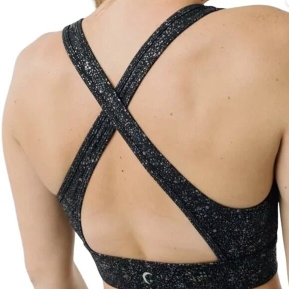 Zyia Active Black Reflective Mirage Light and Tight Cross Strap Sports Bra XL - Picture 2 of 6